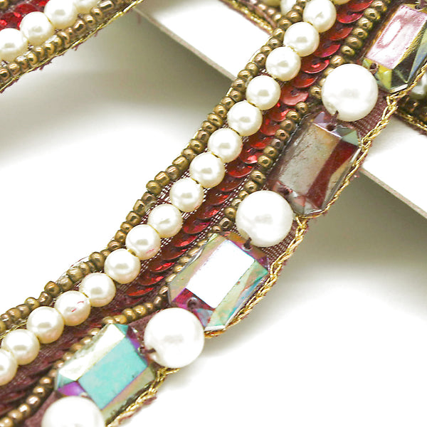 MULTICOLOR PEARL RHINESTONE TRIM - sarahi.NYC