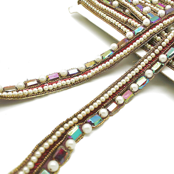 MULTICOLOR PEARL RHINESTONE TRIM - sarahi.NYC