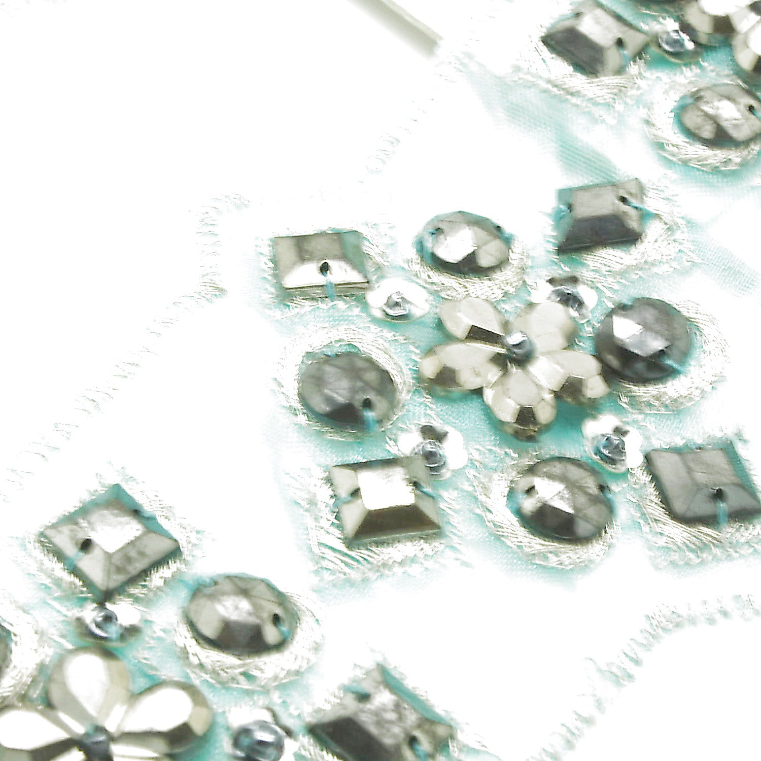 LIGHT BLUE RIBBON RHINESTONE TRIM - sarahi.NYC