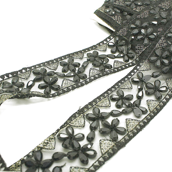 BLACK RIBBON RHINESTONE TRIM - sarahi.NYC