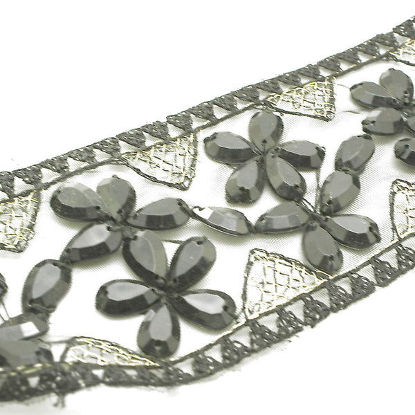 BLACK RIBBON RHINESTONE TRIM - sarahi.NYC