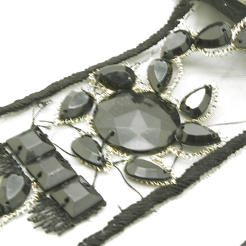 BLACK RIBBON RHINESTONE TRIM - sarahi.NYC