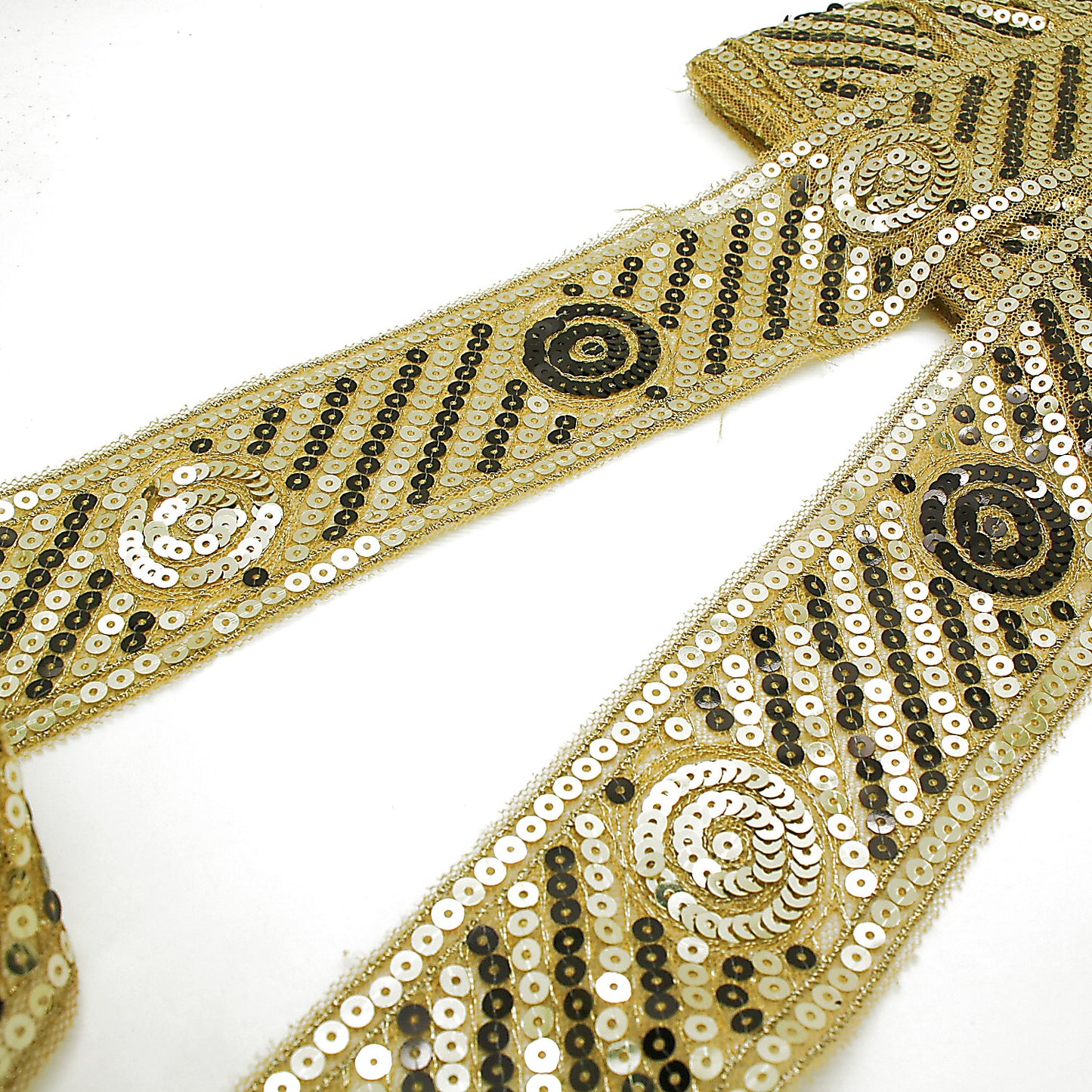 GOLD BLACK SEQUIN RIBBON TRIM - sarahi.NYC