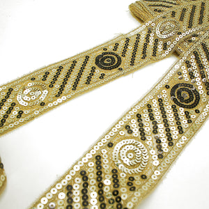 GOLD BLACK SEQUIN RIBBON TRIM - sarahi.NYC