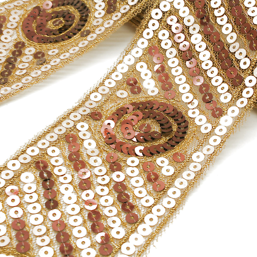 BROWN COFFEE SEQUIN RIBBON TRIM - sarahi.NYC