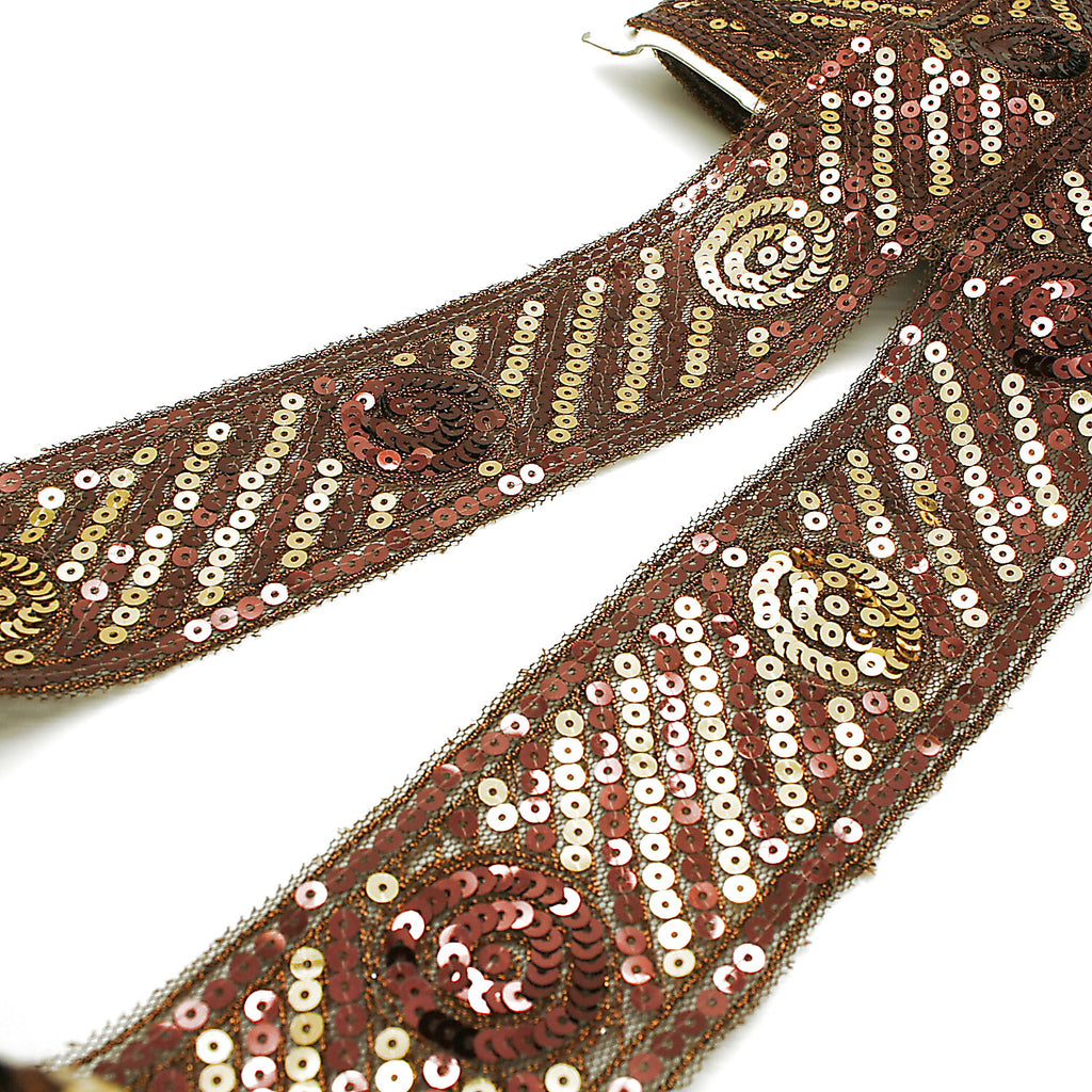BROWN SEQUIN RIBBON TRIM - sarahi.NYC