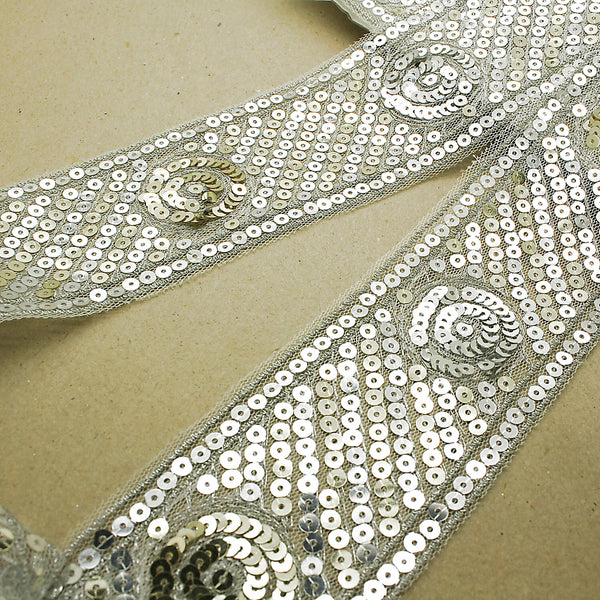 WHITE GOLD SEQUIN RIBBON TRIM - sarahi.NYC