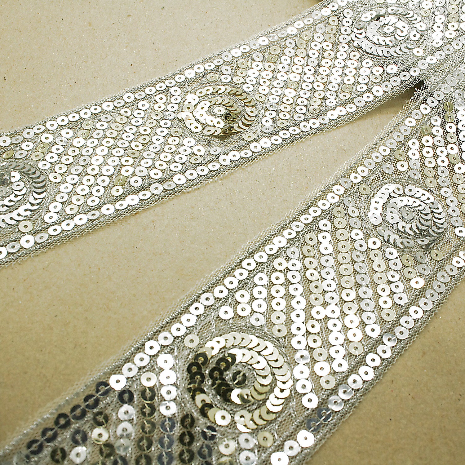 WHITE GOLD SEQUIN RIBBON TRIM - sarahi.NYC