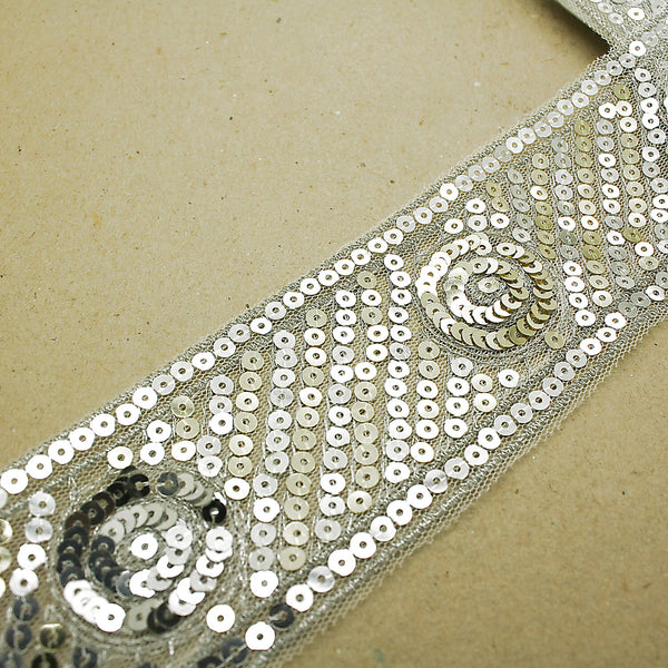 WHITE GOLD SEQUIN RIBBON TRIM - sarahi.NYC