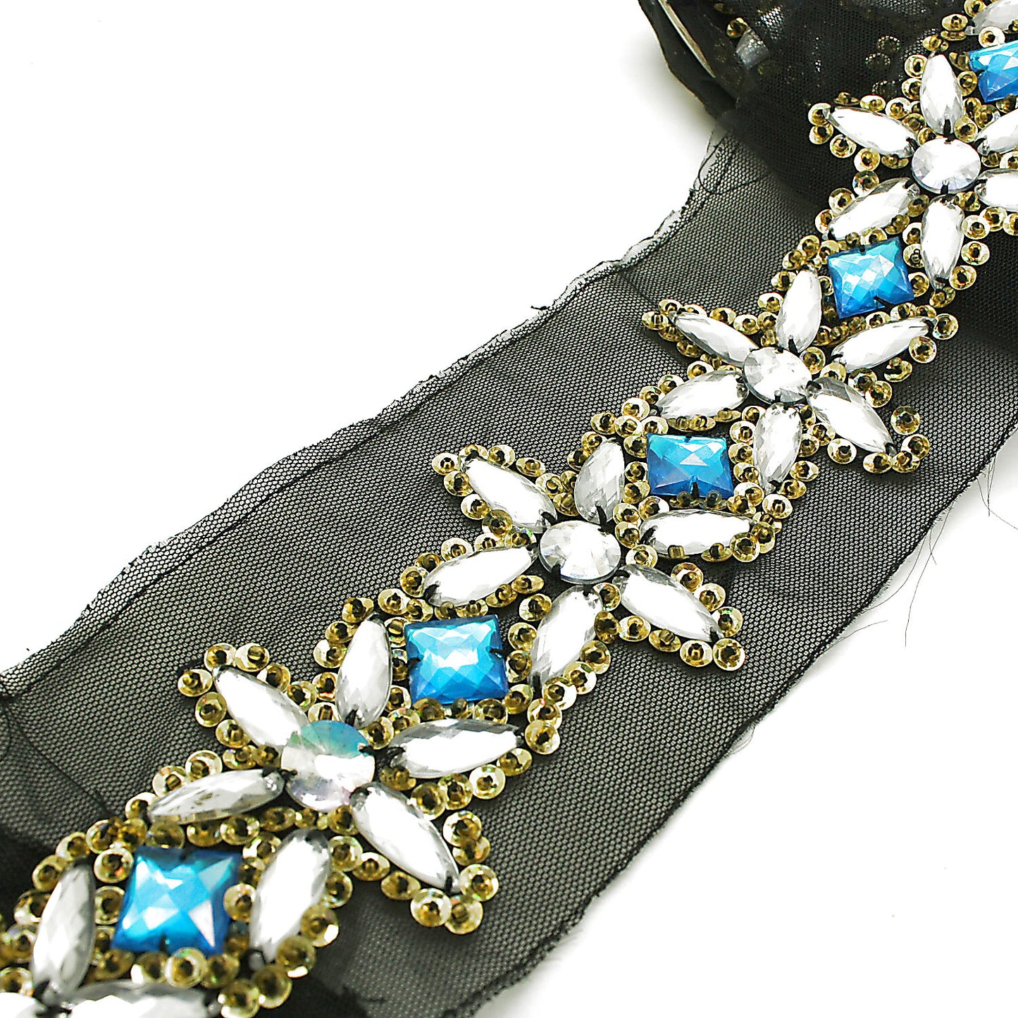 SILVER BLUE RHINESTONE TRIM - sarahi.NYC