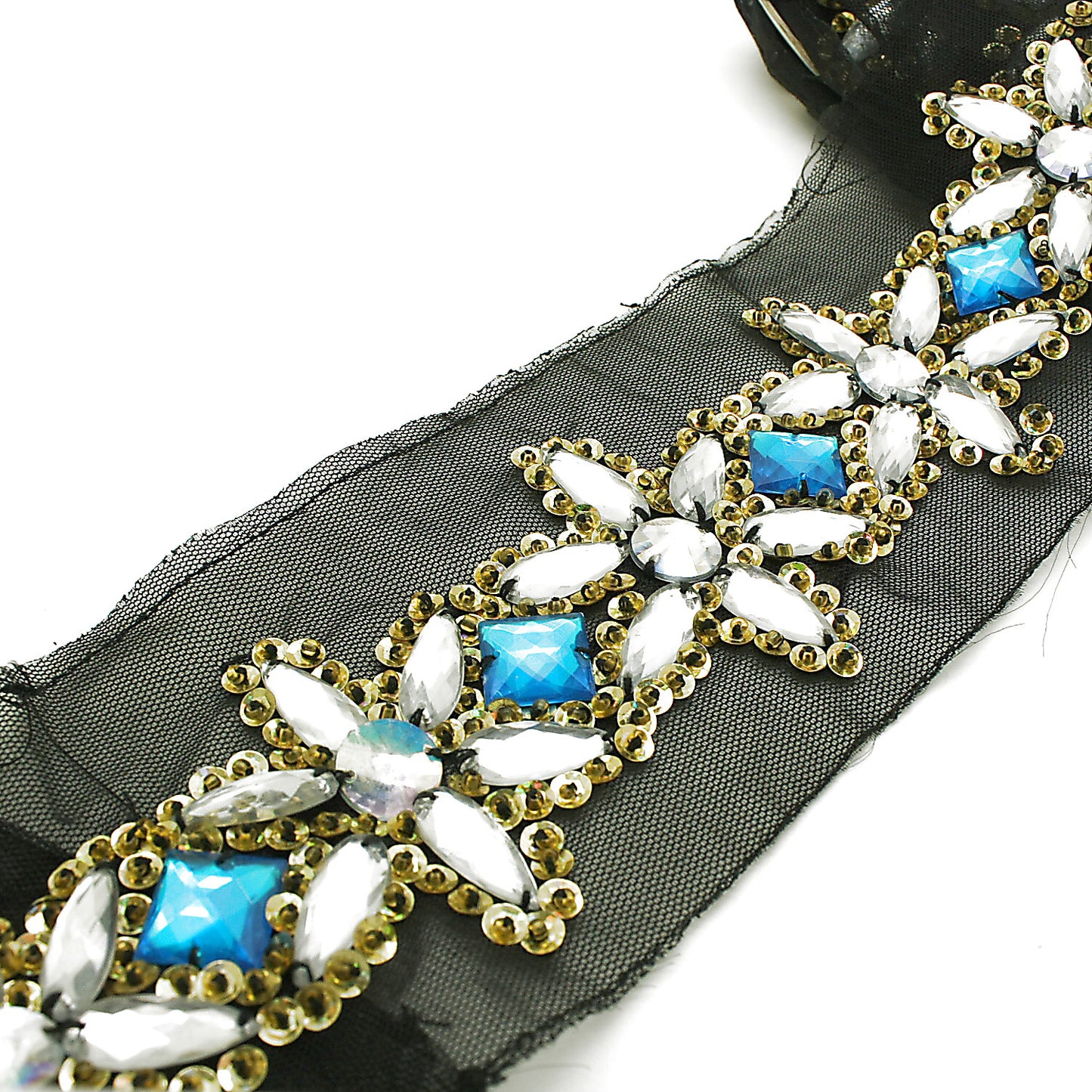 SILVER BLUE RHINESTONE TRIM - sarahi.NYC