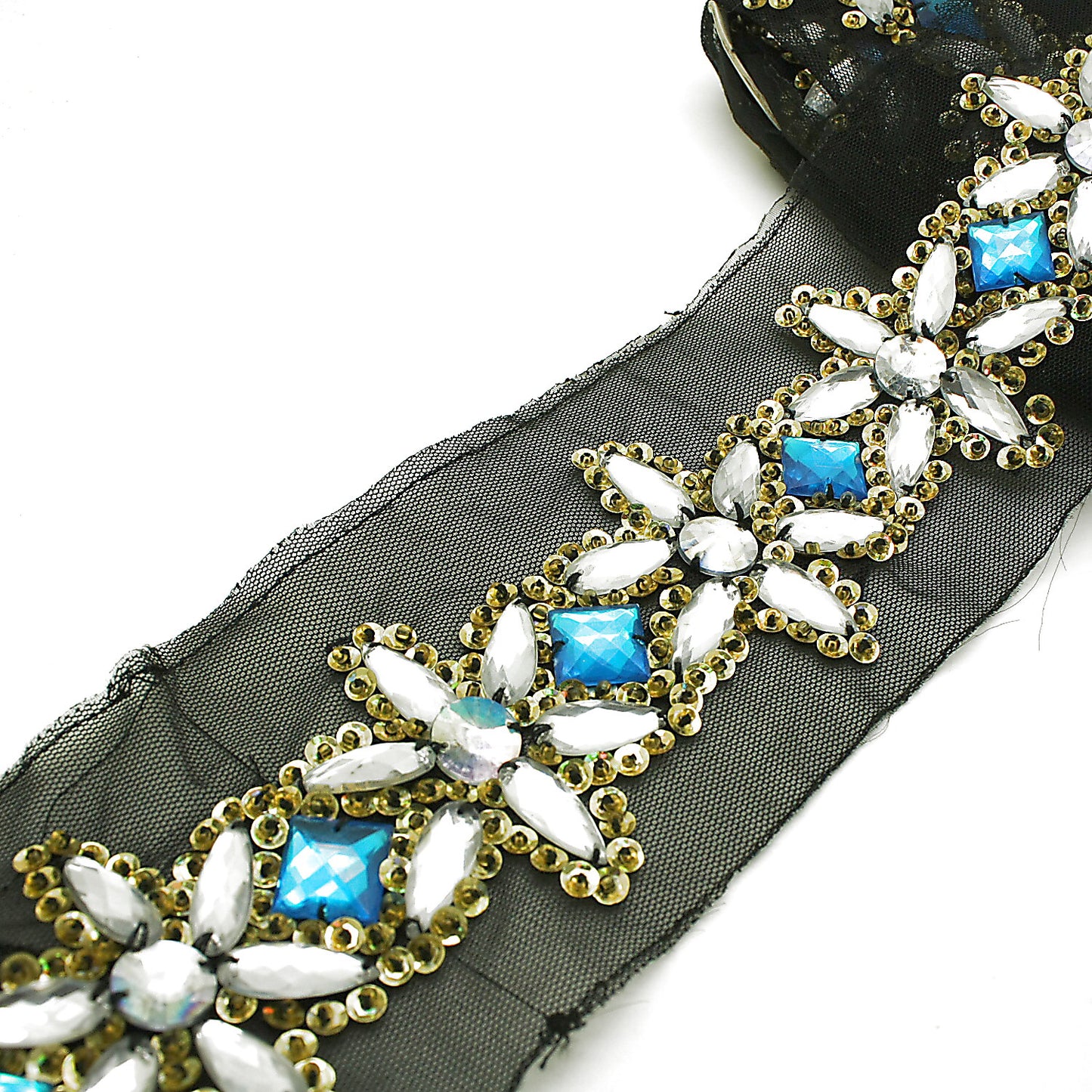 SILVER BLUE RHINESTONE TRIM - sarahi.NYC