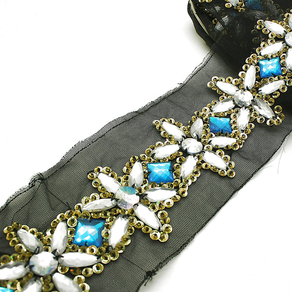 SILVER BLUE RHINESTONE TRIM - sarahi.NYC