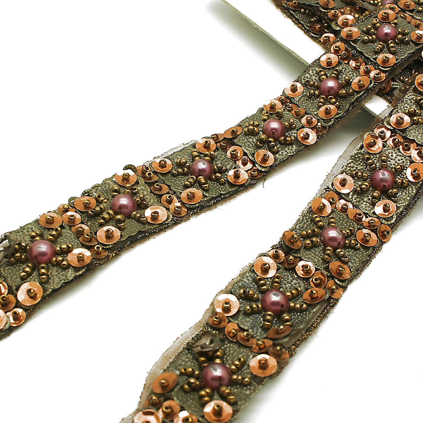 BROWN BRONZE METAL SEQUIN TRIM - sarahi.NYC