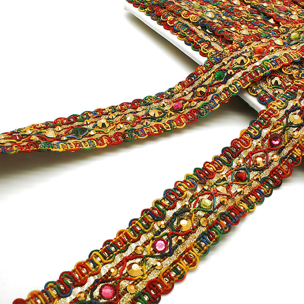 MULTICOLOR  RHINESTONE RIBBON TRIM - sarahi.NYC