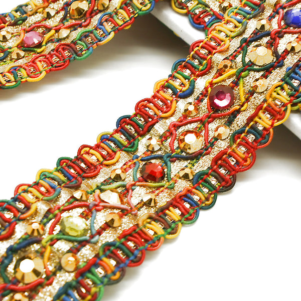 MULTICOLOR  RHINESTONE RIBBON TRIM - sarahi.NYC