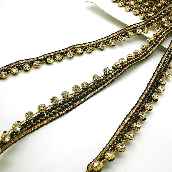 BLACK GOLD RHINSTONE EDGING TRIM - sarahi.NYC