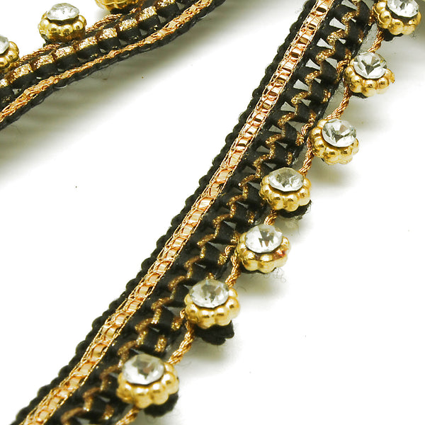 BLACK GOLD RHINSTONE EDGING TRIM - sarahi.NYC