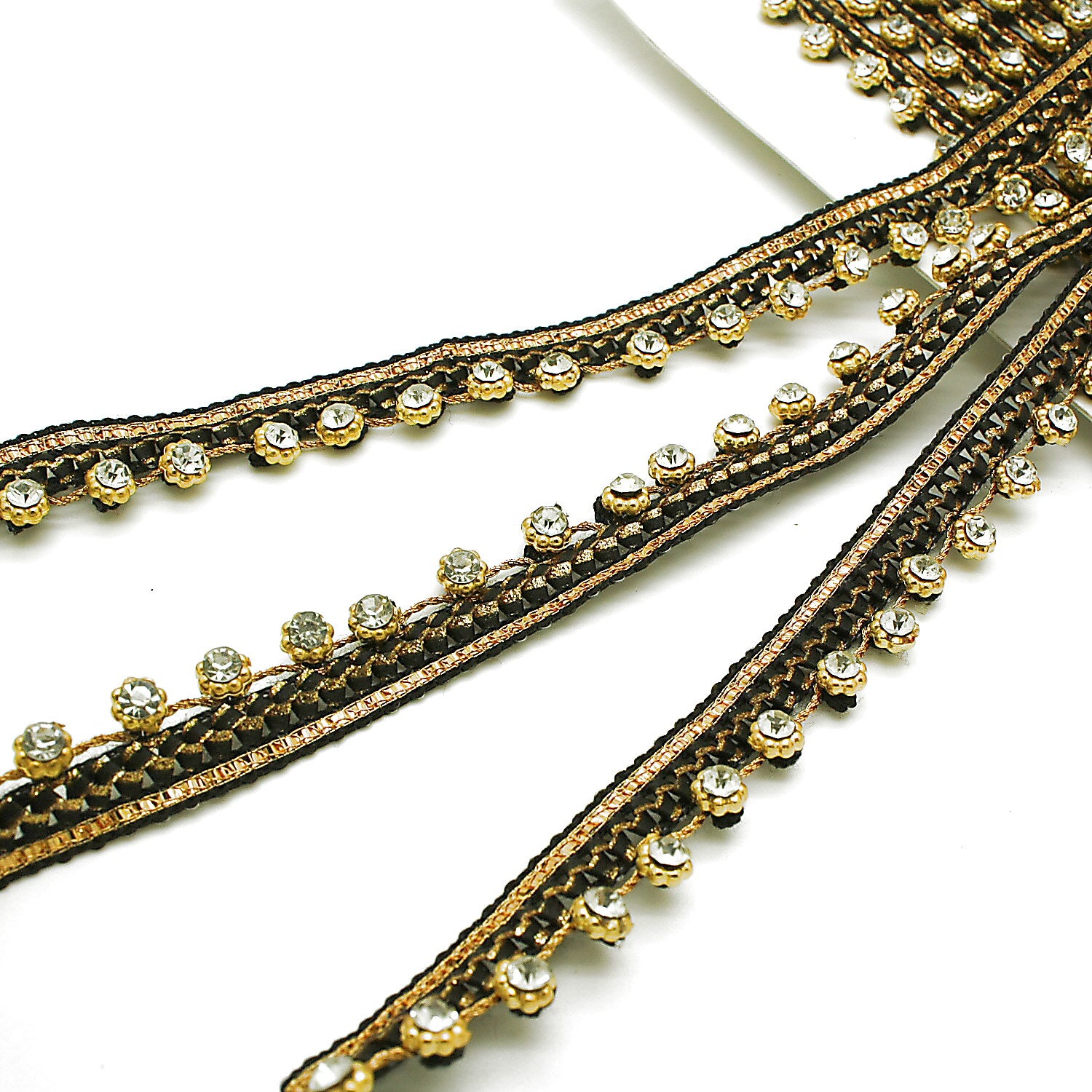 BLACK GOLD RHINSTONE EDGING TRIM - sarahi.NYC