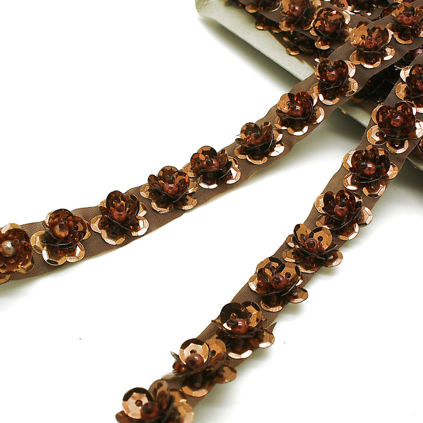 BROWN SEQUIN FLOWER TRIM - sarahi.NYC