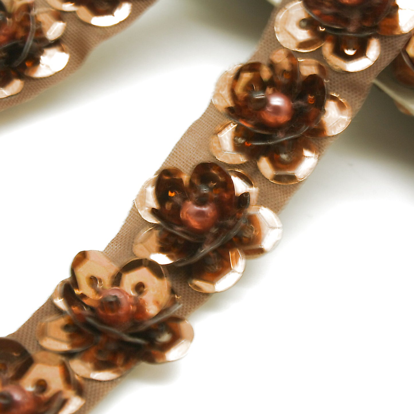 BROWN SEQUIN FLOWER TRIM - sarahi.NYC