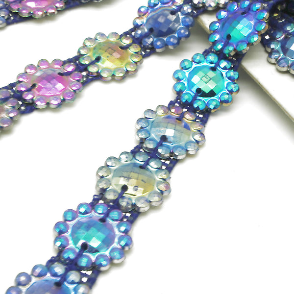 BLUE IRIDESCENT GEM TRIM - sarahi.NYC