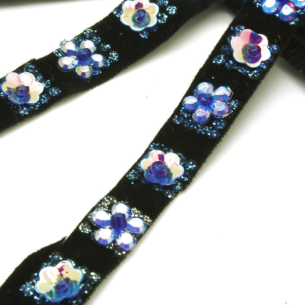 BLACK BLUE SEQUIN TRIM - sarahi.NYC