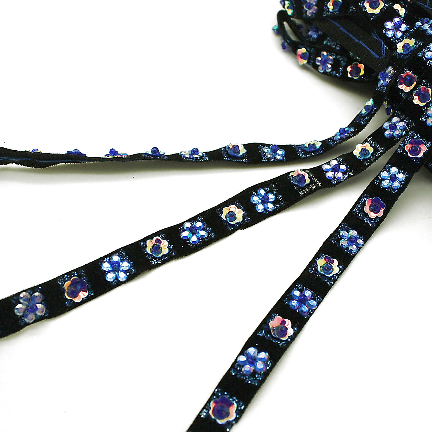 BLACK BLUE SEQUIN TRIM - sarahi.NYC