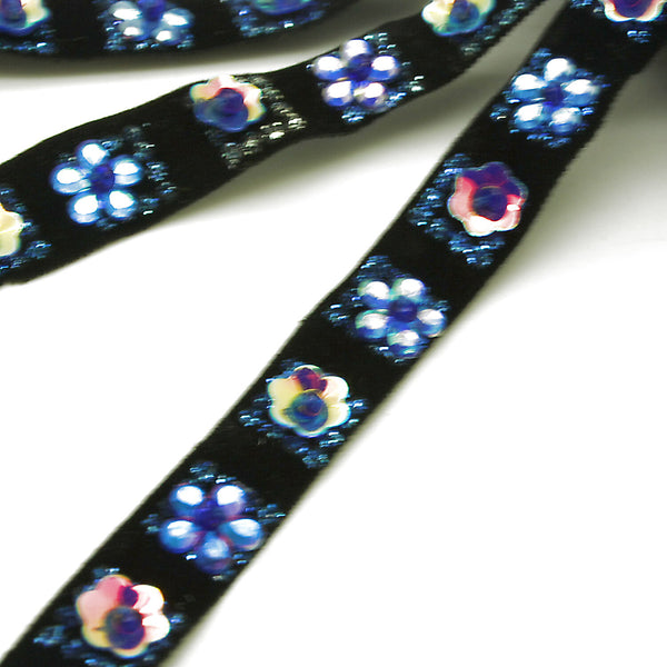 BLACK BLUE SEQUIN TRIM - sarahi.NYC