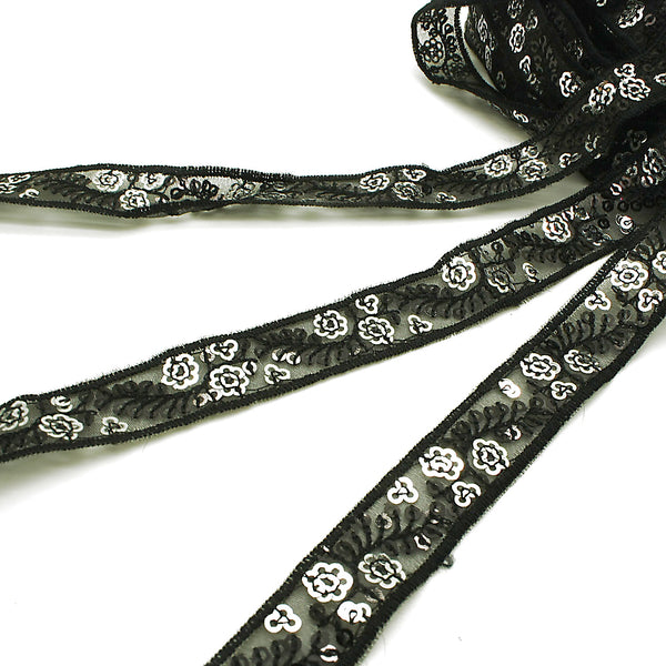 BLACK SILVER SEQUIN TRIM - sarahi.NYC