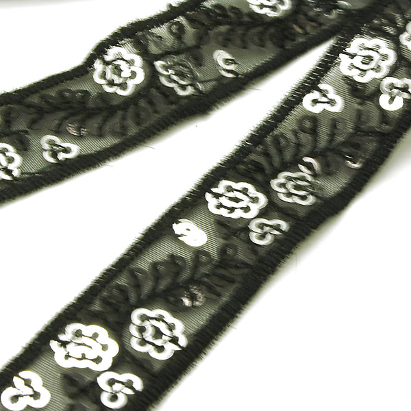 BLACK SILVER SEQUIN TRIM - sarahi.NYC