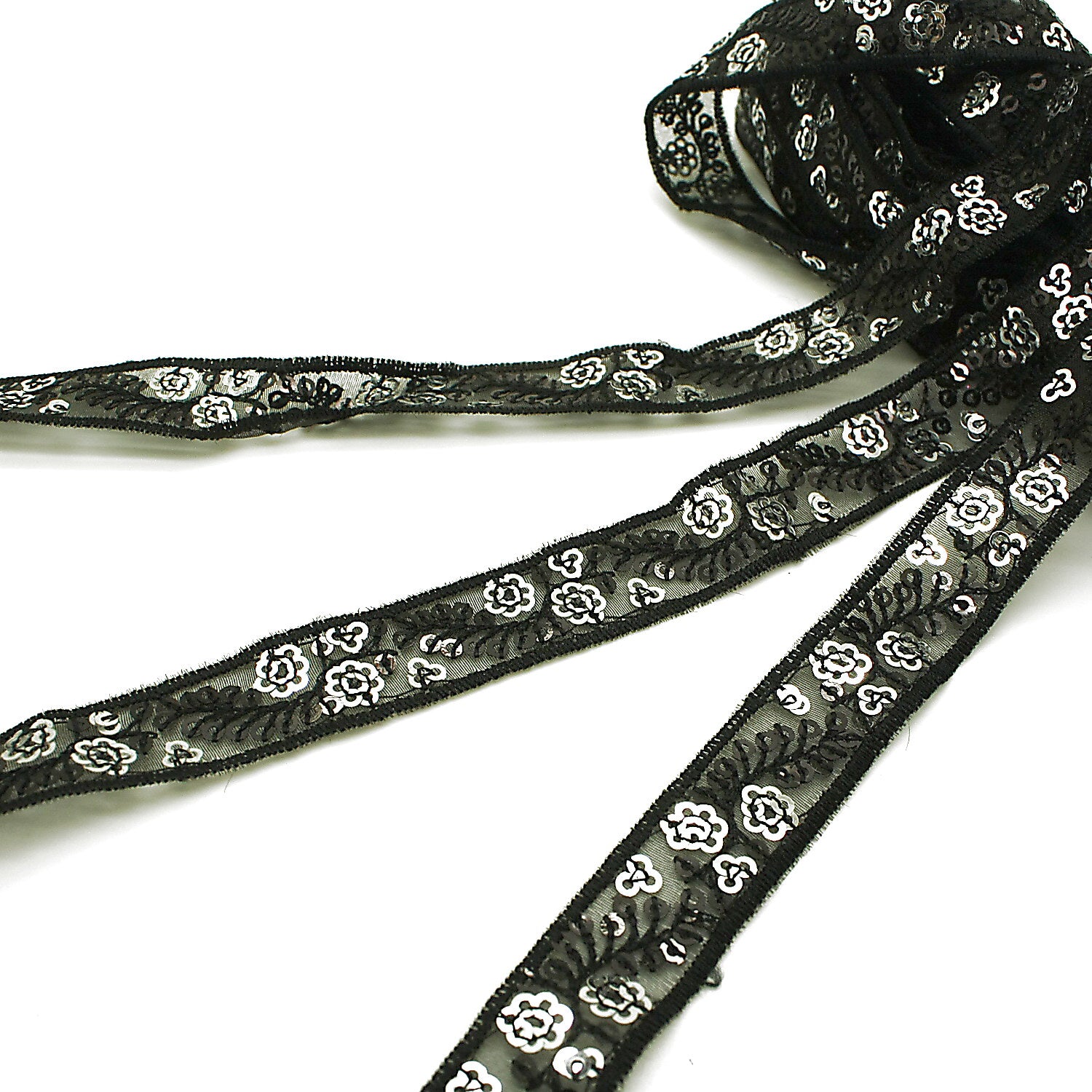 BLACK SILVER SEQUIN TRIM - sarahi.NYC