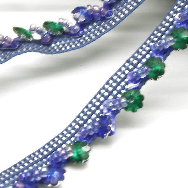 BLUE GREEN BEADED EDGING TRIM - sarahi.NYC