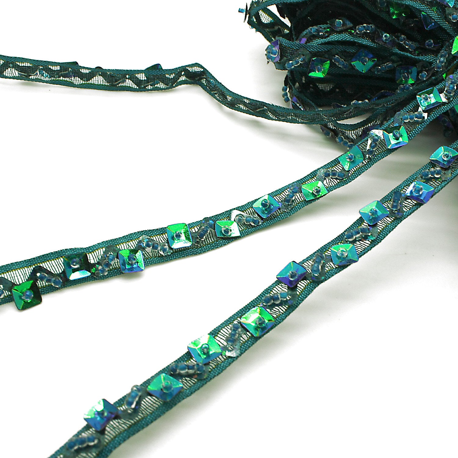 GREEN SEQUIN BEADED TRIM - sarahi.NYC