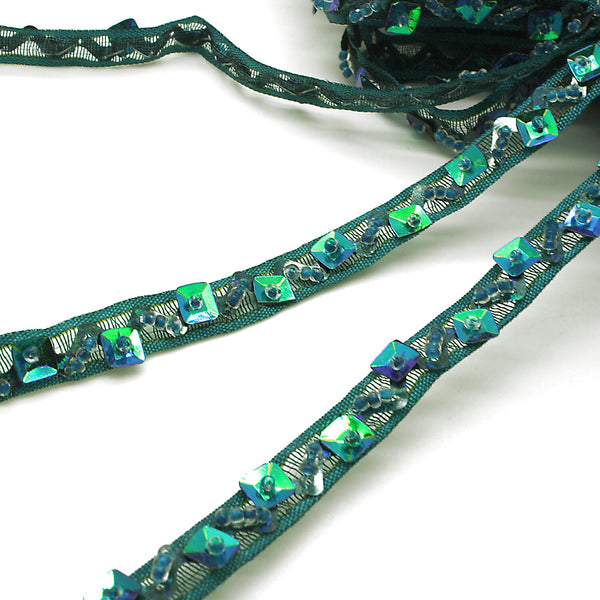 GREEN SEQUIN BEADED TRIM - sarahi.NYC