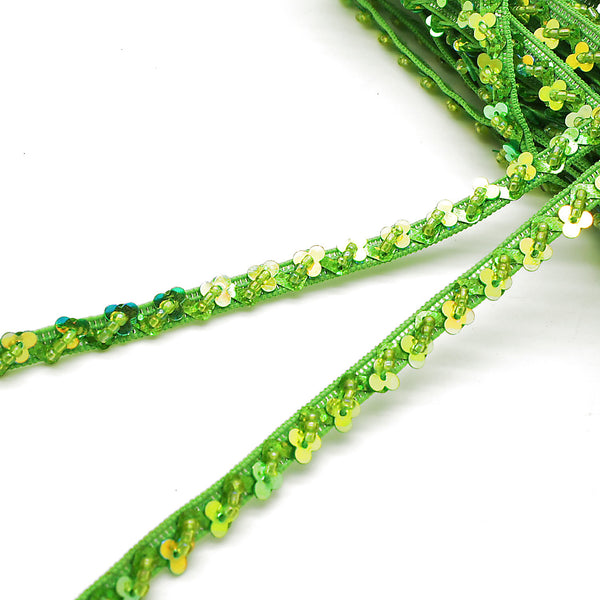 LIME GREEN SEQUIN BEADED TRIM - sarahi.NYC