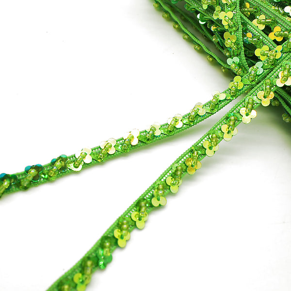 LIME GREEN SEQUIN BEADED TRIM - sarahi.NYC