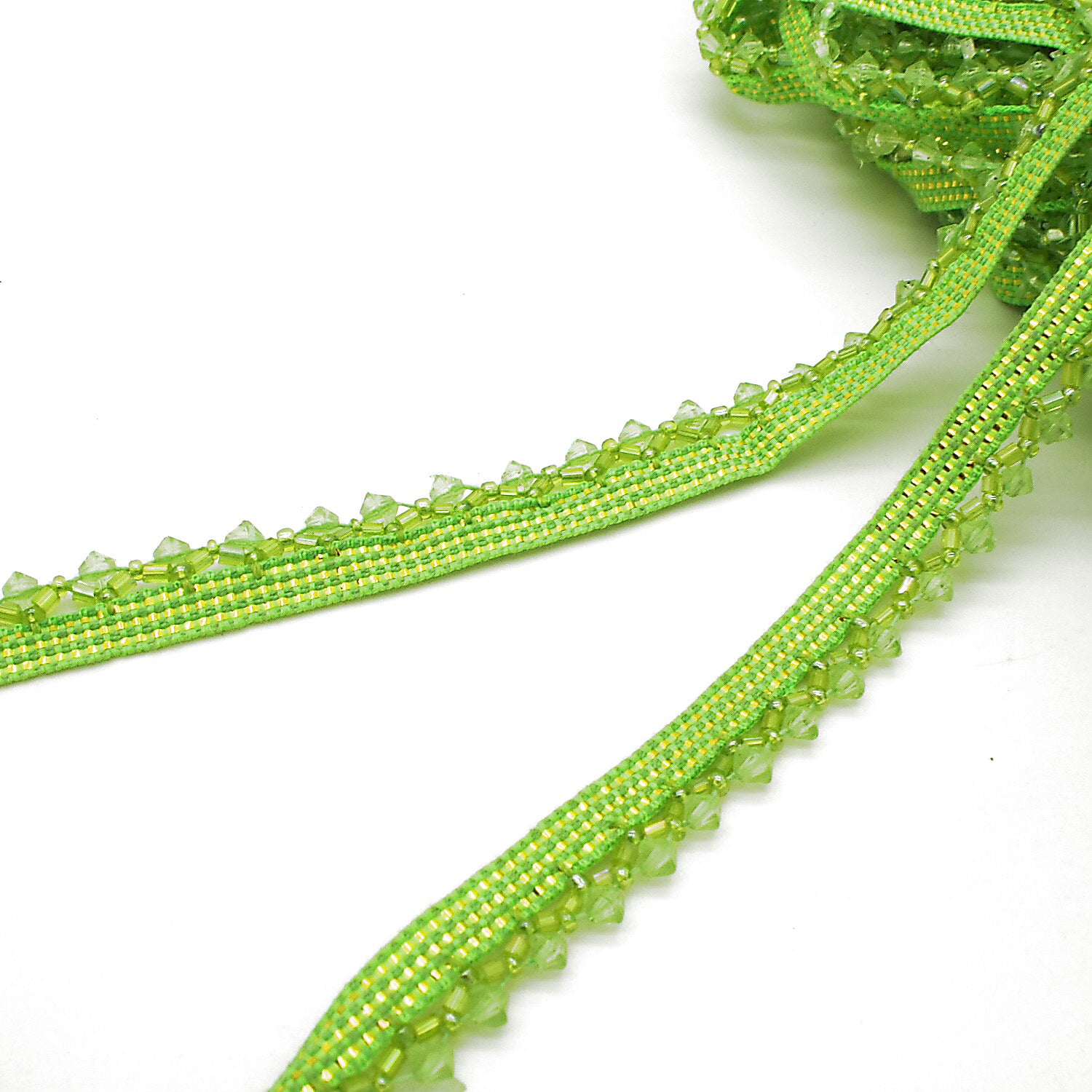 LIME GREEN BEADED TRIM - sarahi.NYC