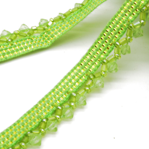 LIME GREEN BEADED TRIM - sarahi.NYC