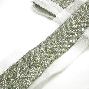 SILVER GRAY BEADED TRIM - sarahi.NYC