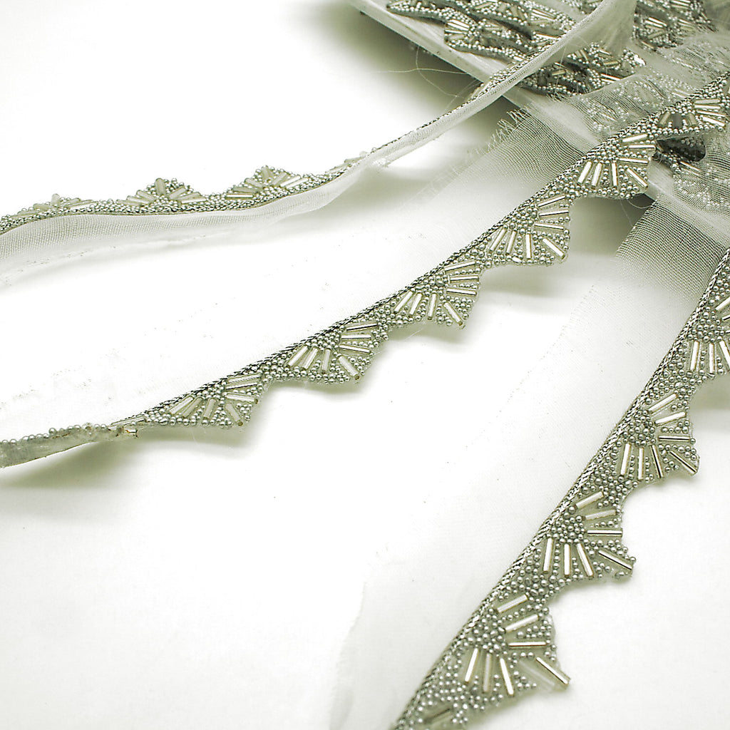 SILVER BEADED EDGING TRIM - sarahi.NYC