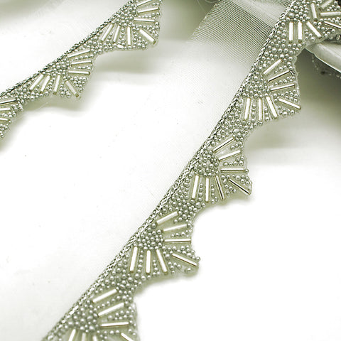 SILVER BEADED EDGING TRIM - sarahi.NYC