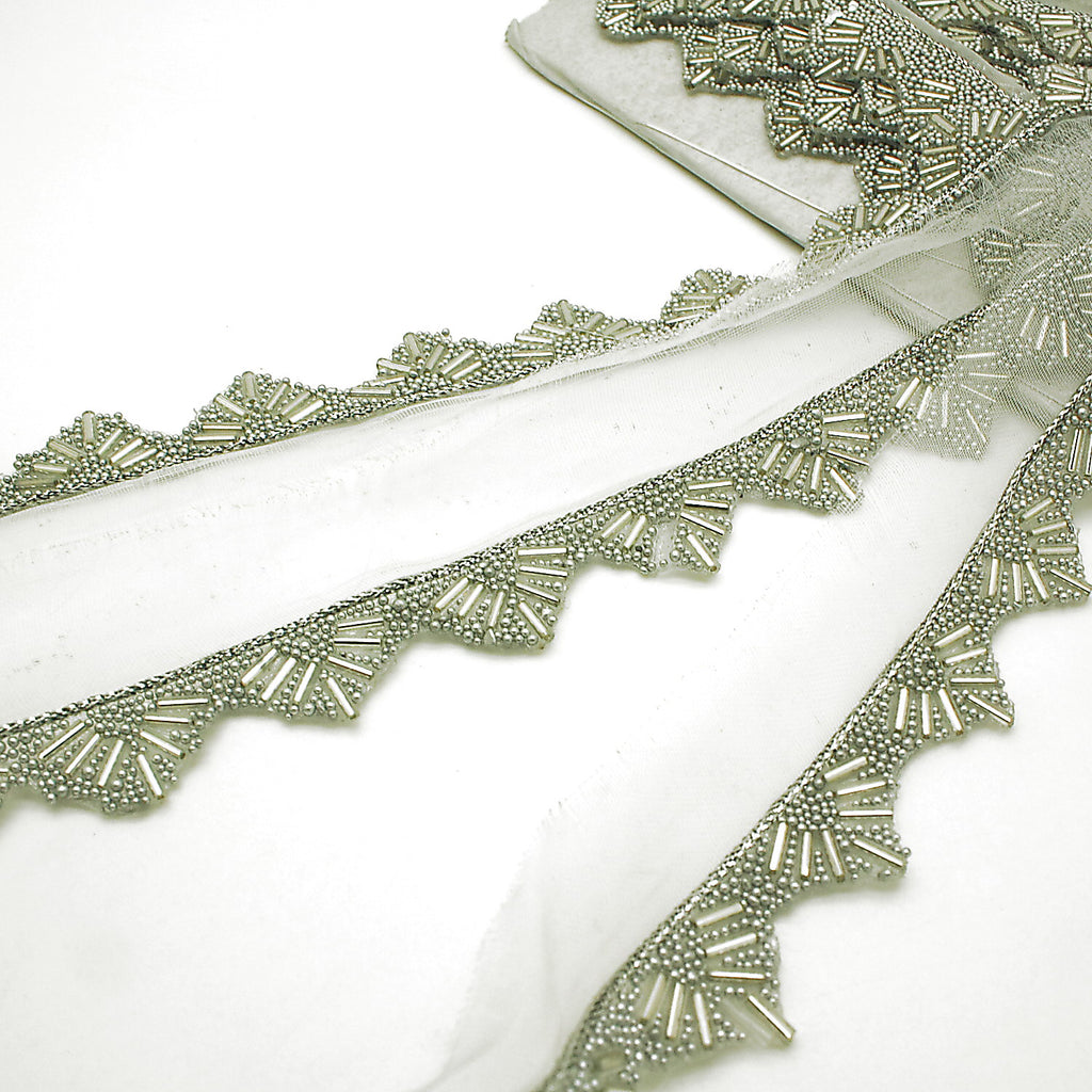 SILVER BEADED EDGING TRIM - sarahi.NYC