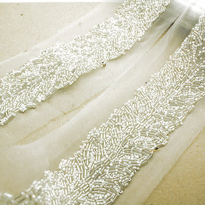 WHITE SILVER BEADED TRIM - sarahi.NYC