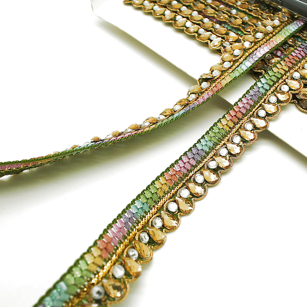 MULTICOLOR RHINESTONE EDGING TRIM - sarahi.NYC