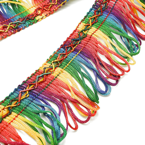 MULTICOLOR RAINBOW FRINGE TRIM - sarahi.NYC