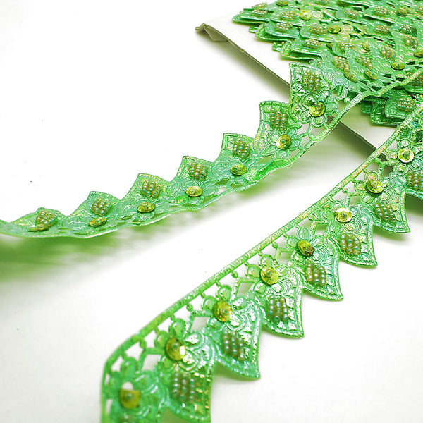 LIME GREEN BEADED TRIM - sarahi.NYC