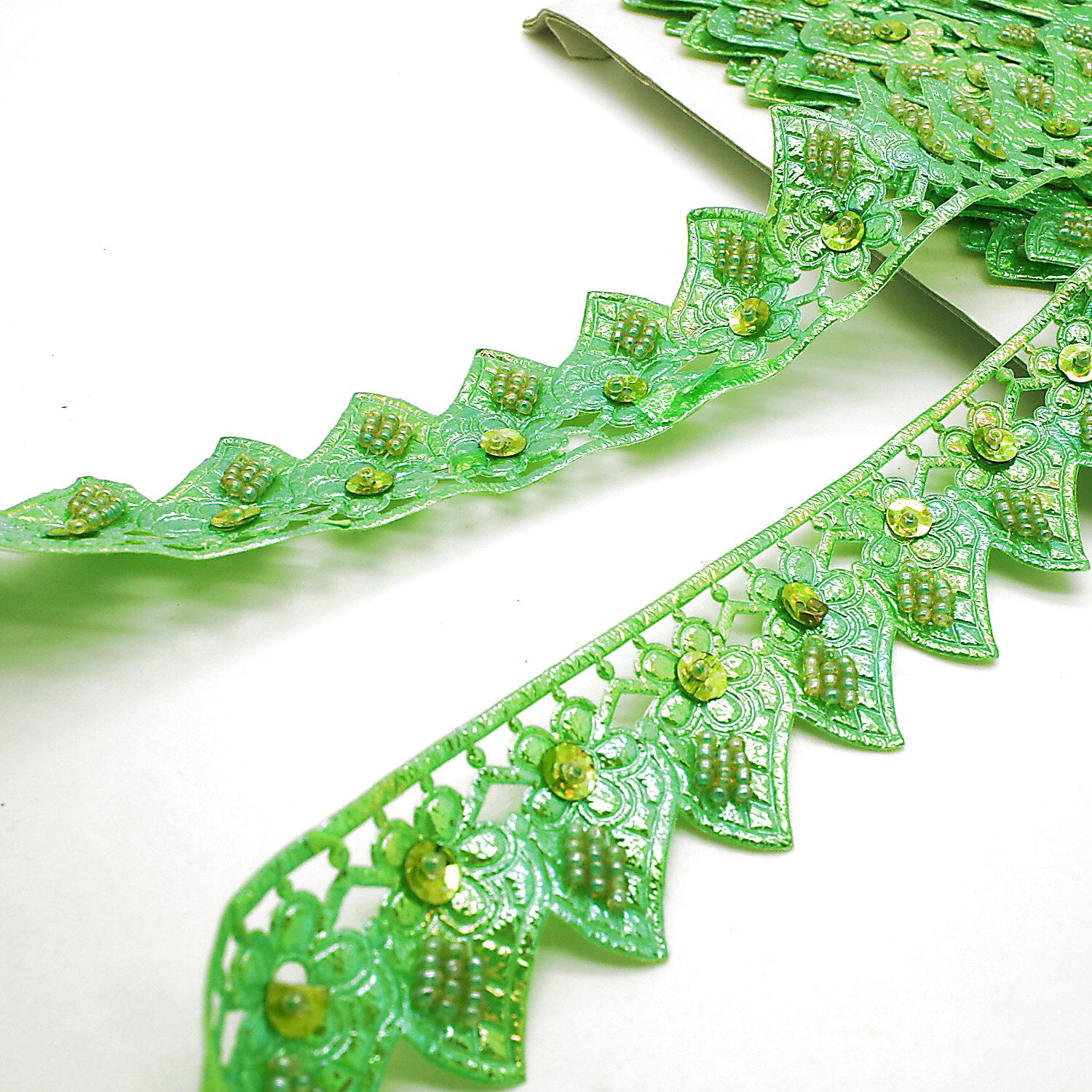 LIME GREEN BEADED TRIM - sarahi.NYC