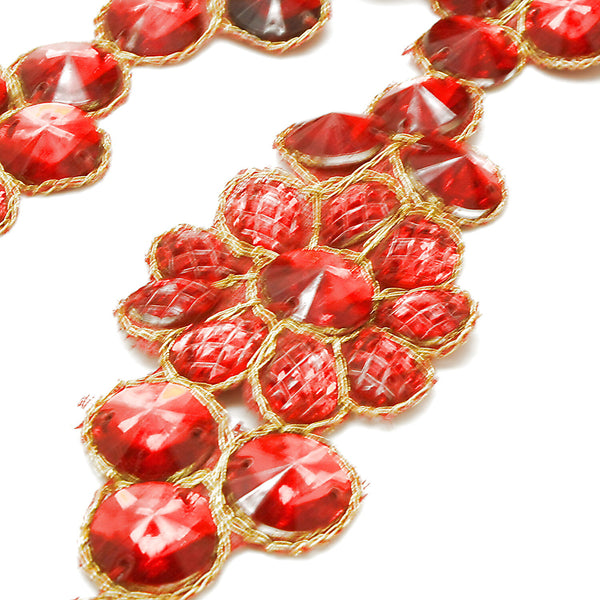 RED GOLD RHINESTONE FLOWER TRIM - sarahi.NYC