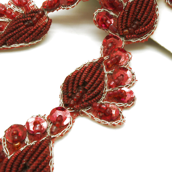 MAROON SEQUIN PAISLEY TRIM - sarahi.NYC